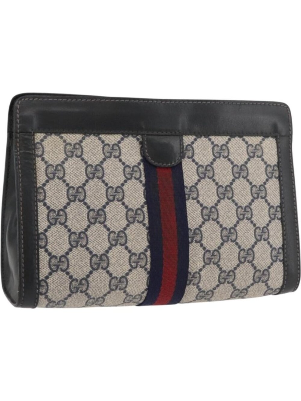 GUCCI GG Supreme Sherry Line Clutch Bag PVC Navy 37 014 2125